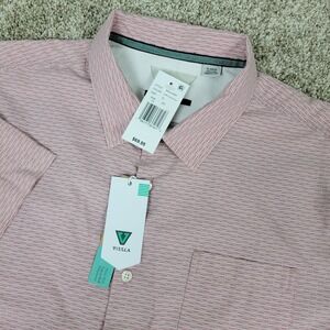 NWT Vissla Mens XL Red White AOP Geometric Button Up Short Sleeve